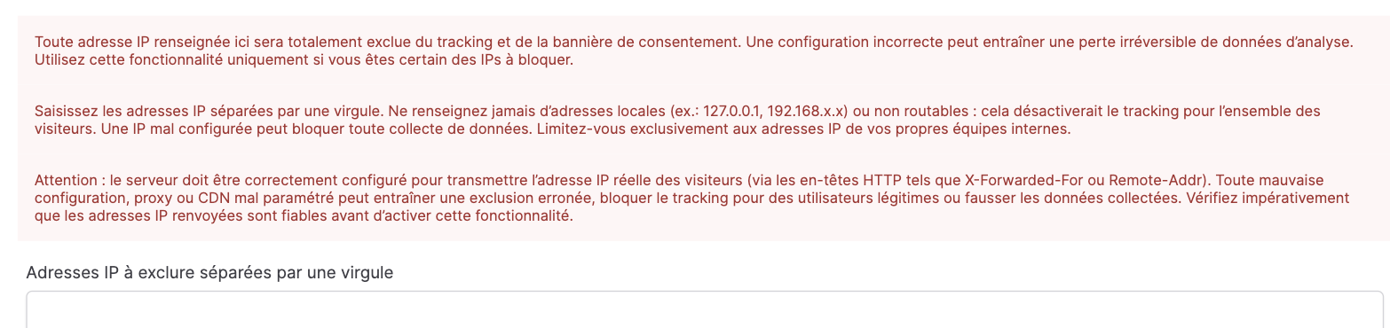 Exclusion d'adresses IP dans le back-office Kixell Tag