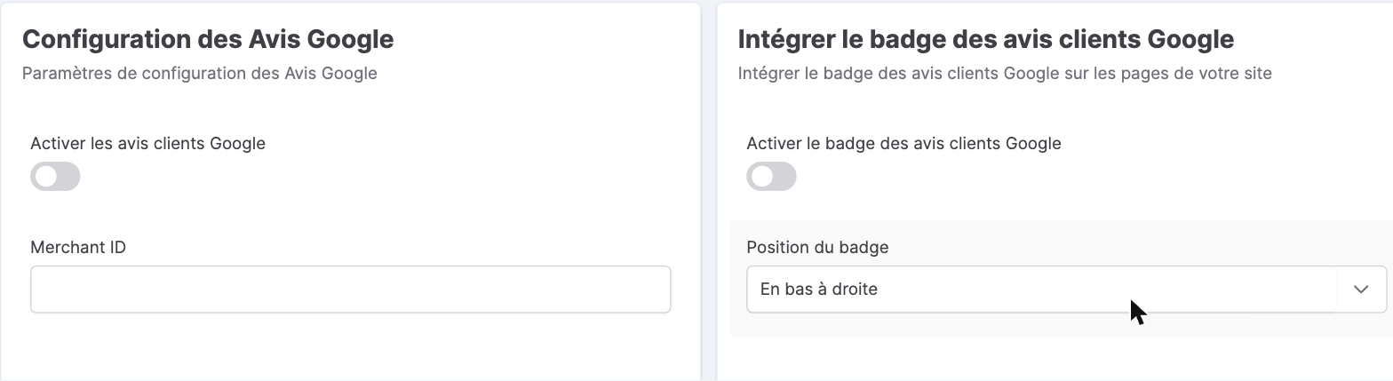 Configuration des Avis clients Google dans le back-office Kixell Tag