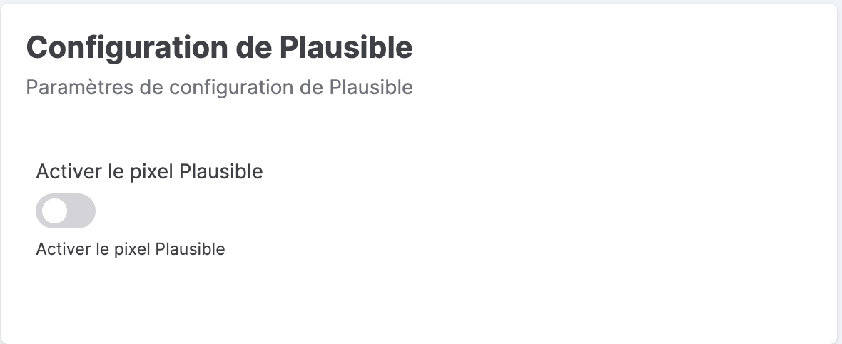 Configuration de Plausible dans le back-office Kixell Tag